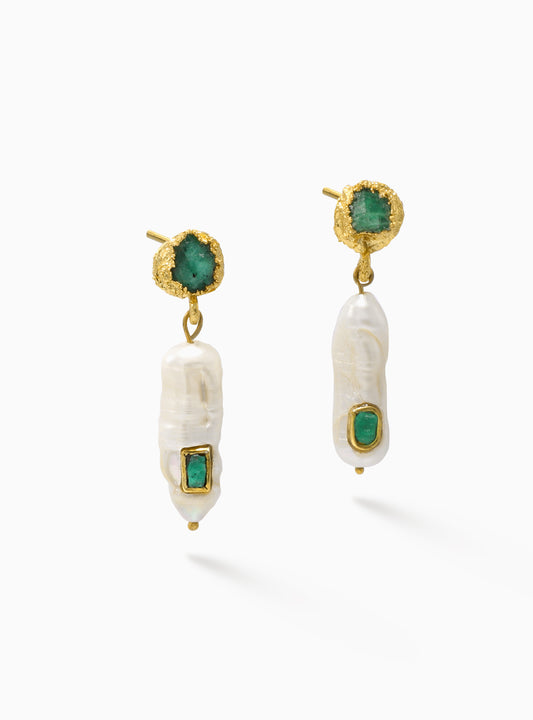 Rios Drops Emerald Stud Earrings