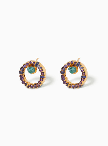 Iris Amethyst Smaragd Earrings