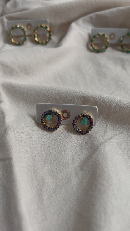 Iris Amethyst Smaragd Earrings